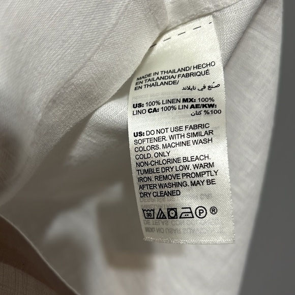 Chico’s Classic-Fit No-Iron Linen Shirt Long Sleeve Crisp White Button Up Top - Picture 8 of 13